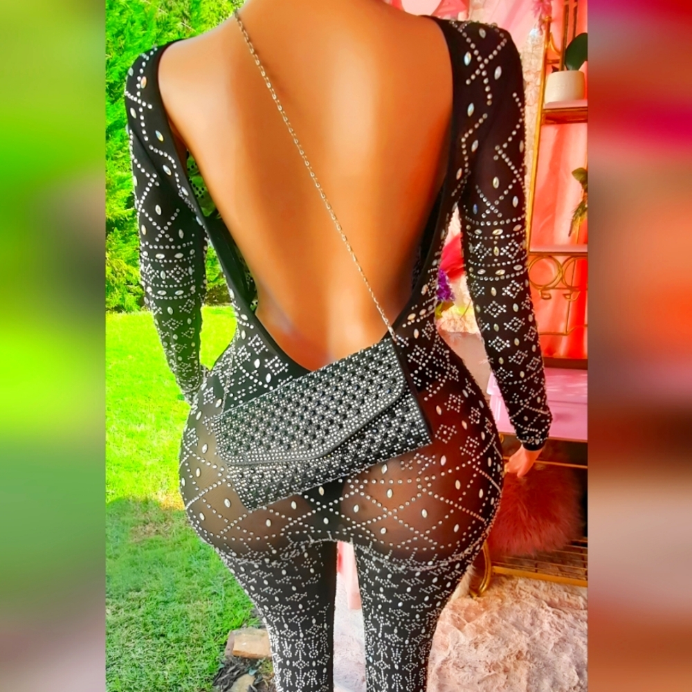 D'Margeaux Flap Embellished Crossbody/Clutch - Black -